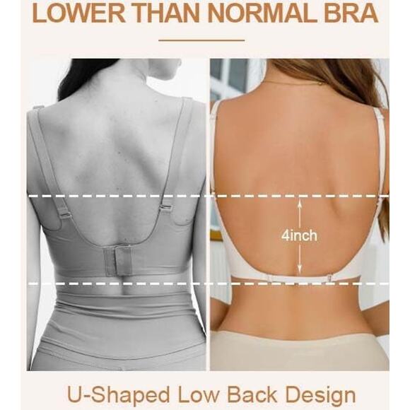 NWT ~ 2 Pack Black & White Seamless Low Back Wireless Halter Bras ~ Women's XXL - Picture 5 of 6